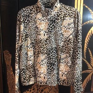 Kim Rogers Animal Print Velour Top - Size PL